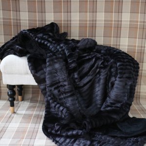 Throw faux fur Soble black150 x 180 cm